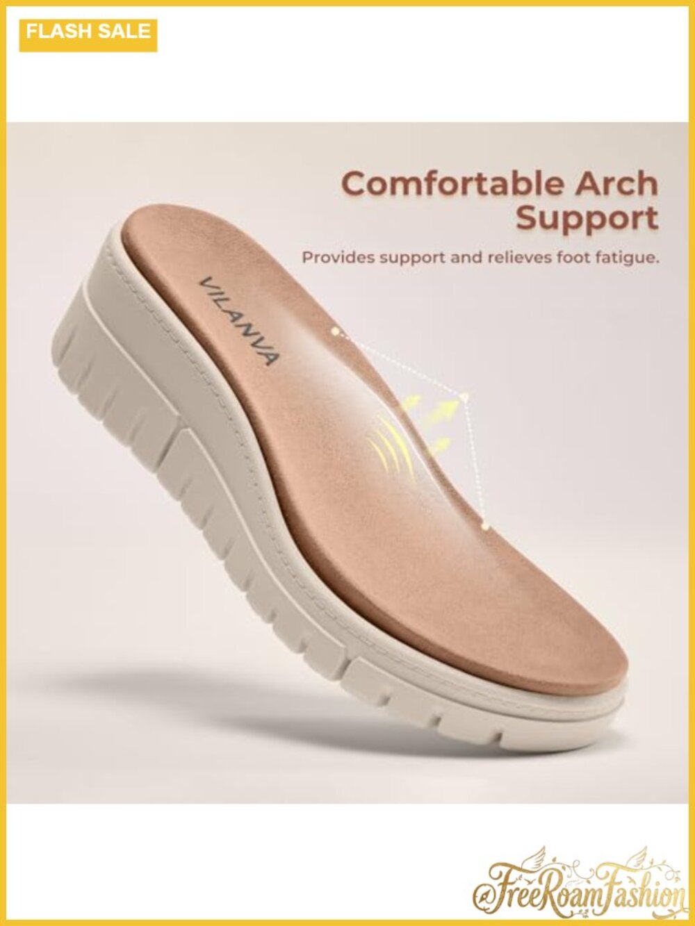 Orthopedic Platform Slide Sandals Arch Support Wedge Faux Suede - Picture 3 of 5